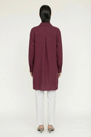 Kapak Cepli Düğme Detaylı Akıcı Bordo Tunik 1655