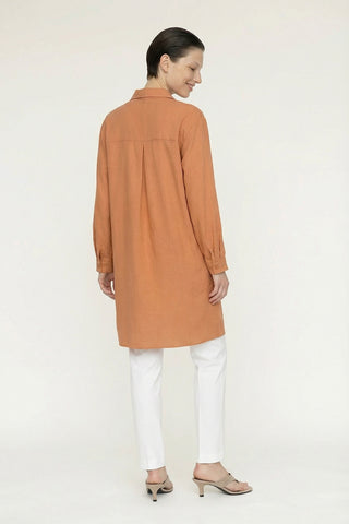 Kapak Cepli Düğme Detaylı Akıcı Oranj Tunik 1655