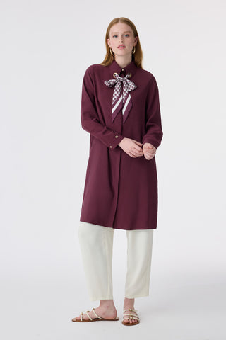 T-1657 VALEA TUNİK 38-46 Bordo Tunik 1657