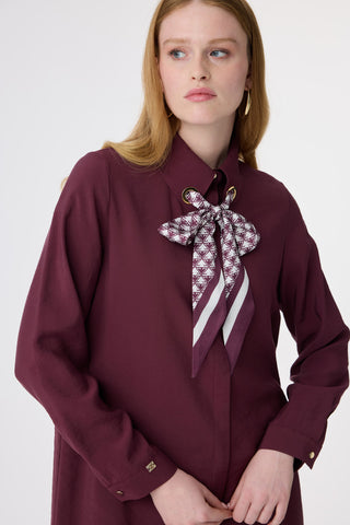 T-1657 VALEA TUNİK 38-46 Bordo Tunik 1657