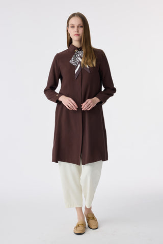 T-1657 VALEA TUNİK 38-46 Kahve Tunik 1657