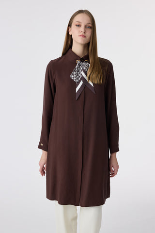 T-1657 VALEA TUNİK 38-46 Kahve Tunik 1657