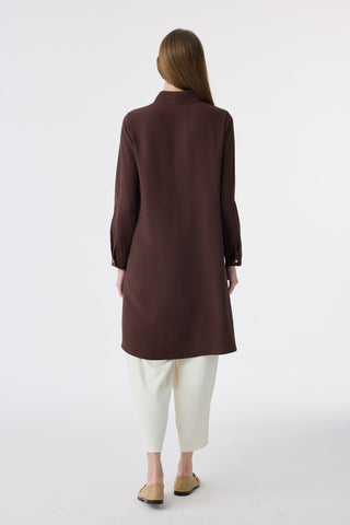 T-1657 VALEA TUNİK 38-46 Kahve Tunik 1657