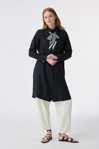 T-1657 VALEA TUNİK 38-46 Siyah Tunik 1657