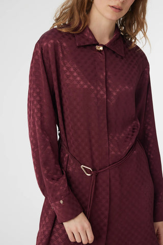 Jakarlı Desenli Kemer Detaylı Bordo Tunik 1670