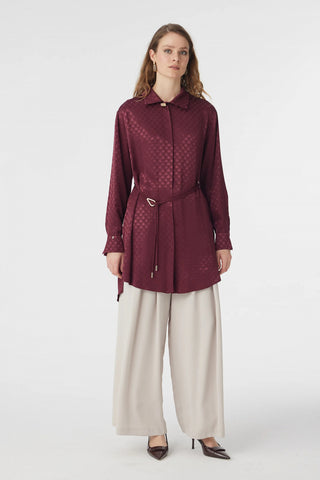 T-1670 GLAZE TUNİK 38-46 Bordo Tunik 1670