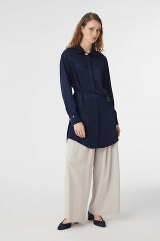 T-1670 GLAZE TUNİK 38-46 Lacivert Tunik 1670