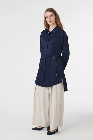 T-1670 GLAZE TUNİK 38-46 Lacivert Tunik 1670