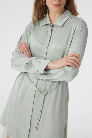 Jakarlı Desenli Kemer Detaylı Mint Tunik 1670