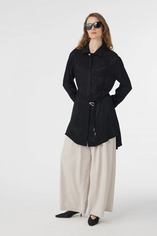 T-1670 GLAZE TUNİK 38-46 Siyah Tunik 1670