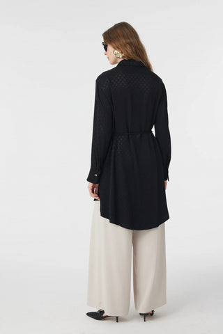 T-1670 GLAZE TUNİK 38-46 Siyah Tunik 1670