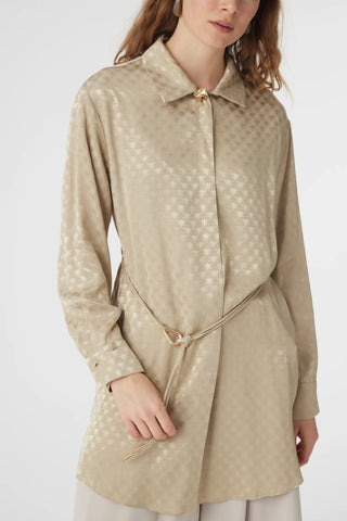 Jakarlı Desenli Kemer Detaylı Çağla Tunik 1670