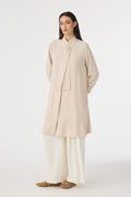 İnci Detaylı Şal Yaka Ekru Tunik Bej Tunik 1672