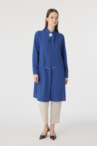 İnci Detaylı Şal Yaka Ekru Tunik Indigo Tunik 1672