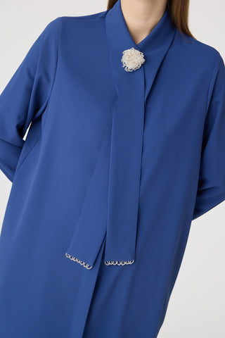 İnci Detaylı Şal Yaka Ekru Tunik Indigo Tunik 1672