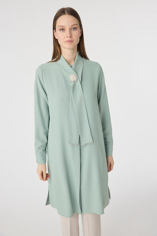 İnci Detaylı Şal Yaka Ekru Tunik Mint Tunik 1672