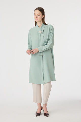 İnci Detaylı Şal Yaka Ekru Tunik Mint Tunik 1672