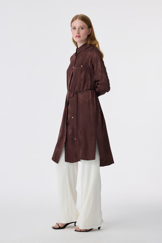 T-1675 MELURE TUNİK 38-46 Kahve Tunik 1675