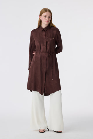 T-1675 MELURE TUNİK 38-46 Kahve Tunik 1675