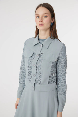 Dantel Panelli Düğmeli Kemerli Açelya Takım 1742