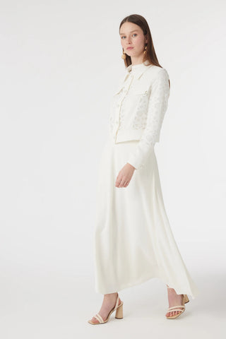 Dantel Panelli Düğmeli Kemerli Ekru Takım 1742