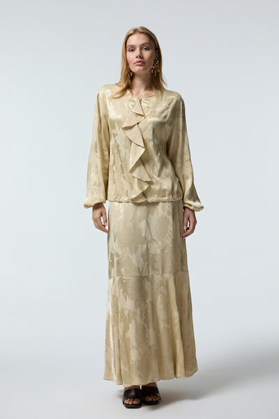 Fırfır Detaylı Desenli İkili Takım Gold Takım 1767