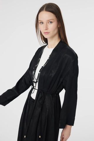 Desenli Uzun Kimono Siyah Takım 1770