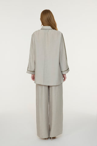 Yakalı Metalik Detaylı Akışkan Taş Takım 1814