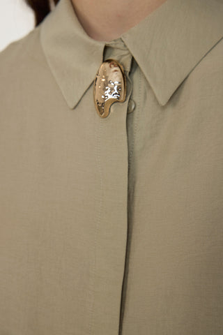 Yakalı Metalik Detaylı Akışkan Vizon Takım 1814