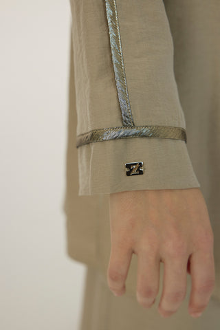 Yakalı Metalik Detaylı Akışkan Vizon Takım 1814