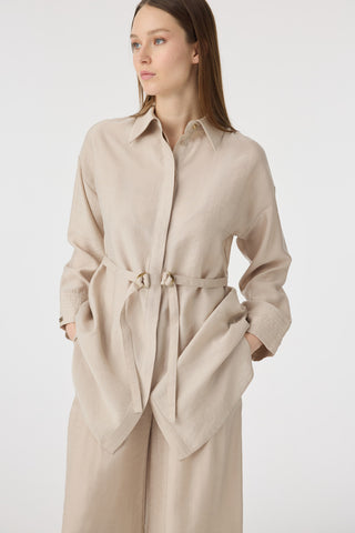 Kuşaklı Gömlek Yaka Rahat Kesim Taş Takım 1829