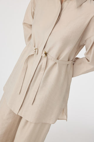 Kuşaklı Gömlek Yaka Rahat Kesim Taş Takım 1829