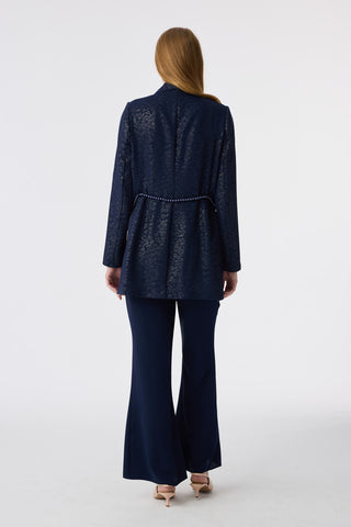 Şal Yaka Dokulu Zarafet Lacivert Takım 1838