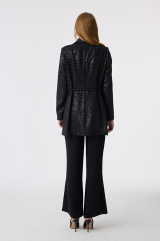 Şal Yaka Dokulu Zarafet Siyah Takım 1838