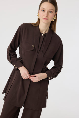 Bağlama Yaka Tokalı Zarif Kahve Takım 1875