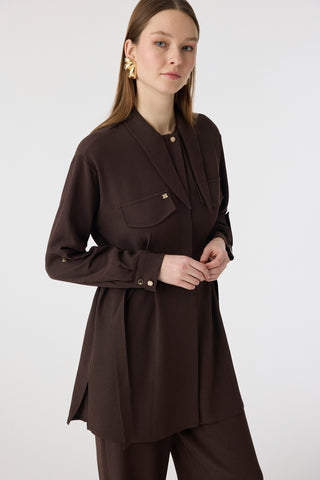 Bağlama Yaka Tokalı Zarif Kahve Takım 1875