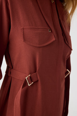 Bağlama Yaka Tokalı Zarif Kiremit Takım 1875