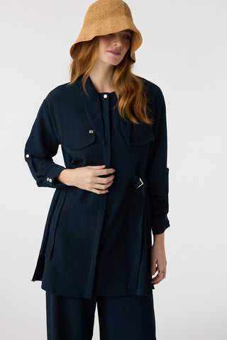 Bağlama Yaka Tokalı Zarif Lacivert Takım 1875