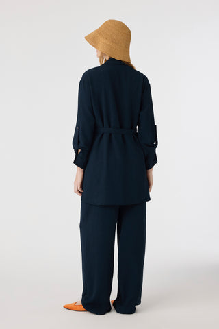 Bağlama Yaka Tokalı Zarif Lacivert Takım 1875