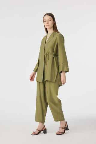 Bağcıklı Dökümlü Zarif Haki Takım 1876