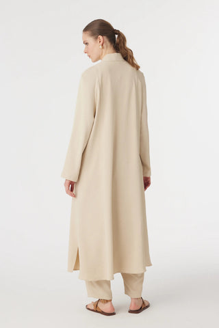 Drape Detaylı Şal Yaka Bej Takım 1912