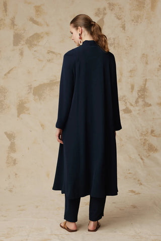 Drape Detaylı Şal Yaka Lacivert Takım 1912