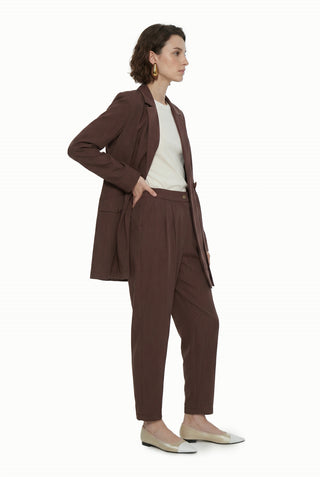 Blazer Yaka Aksesuar Detaylı Takım Kahve Takım 1952