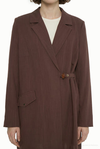 Blazer Yaka Aksesuar Detaylı Takım Kahve Takım 1952