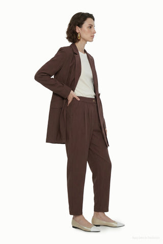 Blazer Yaka Aksesuar Detaylı Takım Kahve Takım 1952