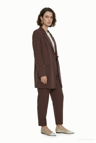 Blazer Yaka Aksesuar Detaylı Takım Kahve Takım 1952