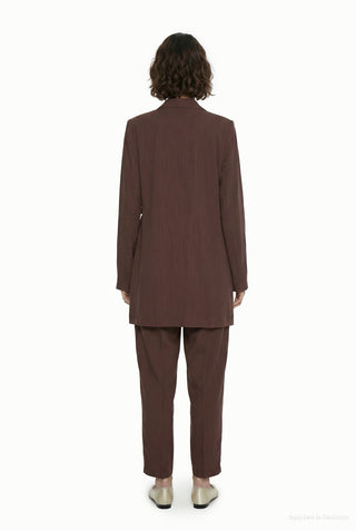 Blazer Yaka Aksesuar Detaylı Takım Kahve Takım 1952