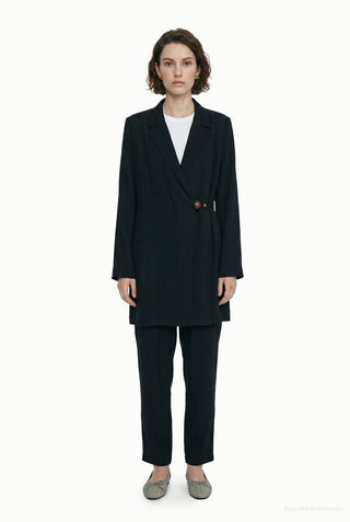 Blazer Yaka Aksesuar Detaylı Takım Lacivert Takım 1952