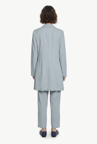 Blazer Yaka Aksesuar Detaylı Takım Gri/mavi Takım 1952